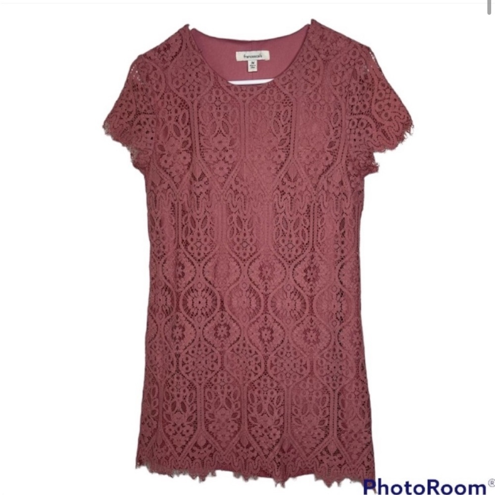 Francesca’s Dusty Rose Lace Shift Dress size medium